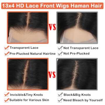 250% Density HD Lace Front Wigs Human Hair 28 inch 13x4 Straight Lace Front Wigs Human Hair pre plucked Bleached Knots Transparent Lace Frontal Wig for Women (250% Density Straight Wigs, 28inch)
