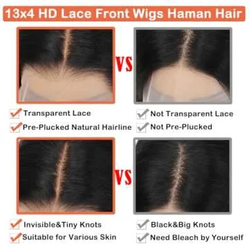 250% Density HD Lace Front Wigs Human Hair 28 inch 13x4 Straight Lace Front Wigs Human Hair pre plucked Bleached Knots Transparent Lace Frontal Wig for Women (250% Density Straight Wigs, 28inch)