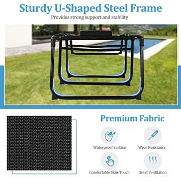 GYMAX Lounge Chairs for Outside, Extra High Folding Beach Tanning Lounger with 4-Level Adjustable Backrest, 2-Level Footrest & Removable Pillow, Sunbathing Lounge for Patio, Lawn, Poolside (1, Black)