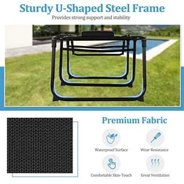 GYMAX Lounge Chairs for Outside, Extra High Folding Beach Tanning Lounger with 4-Level Adjustable Backrest, 2-Level Footrest & Removable Pillow, Sunbathing Lounge for Patio, Lawn, Poolside (1, Black)