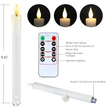 Homemory Realistic Flameless Taper Candles with Timer