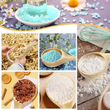 BILLIOTEAM 2 Pack Wooden Kitchen Scoop Ladle,Multipurpose Large Solid Wood Water Spoon Serving Soup Tablespoon for Cooking,Bath Salt,Canisters Flour