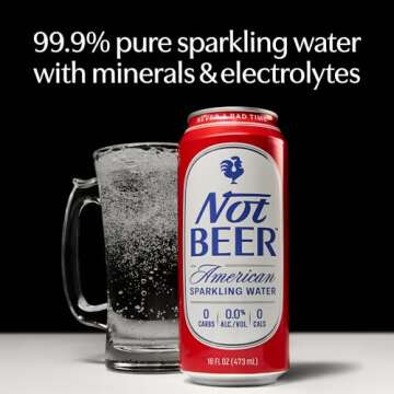 Not Beer American Sparkling Water - Pure Hydration with Electrolytes, 8 Pack