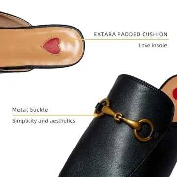 Vertundy Women's Mules Loafers Low Heel Flats Leather Slip On Backless Sandals for Girls Lady Work Slides