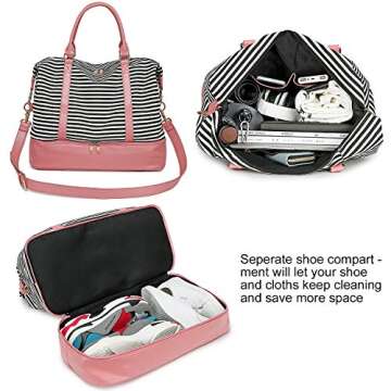 Bluboon Stylish Weekender Bag with Shoe Compartment