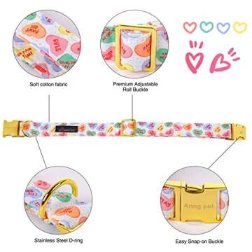 ARING PET Valentine's Day Dog Collar - Adjustable Bowtie with Metal Buckle