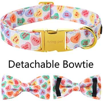 Valentine's Day Dog Collar with Bowtie for All Dogs