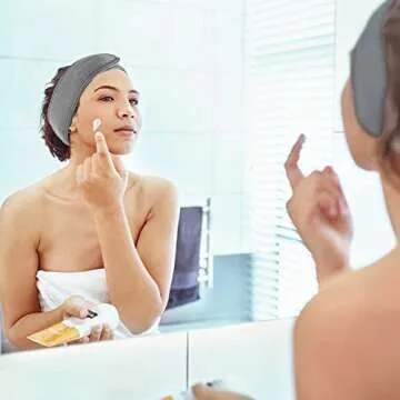 Leaflai Spa Headband, 12Pcs Make Up Wrap Head Terry Cloth Headbands with Adjustable Magic Tape Non-slip Stretchable Sport Towel for Woman Face Washing, Bath, Makeup, and Sport (12Pcs Gray)