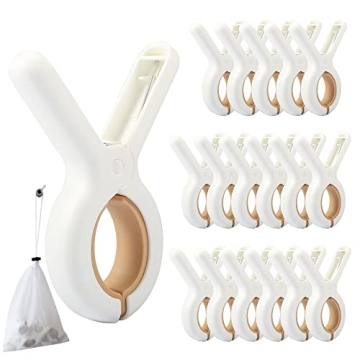 PAMISO 18 PCS Beach Towel Clip, Cloth Pins, Quilt Drying Clip, Plastic Clothespins, Strong Grip Hold...