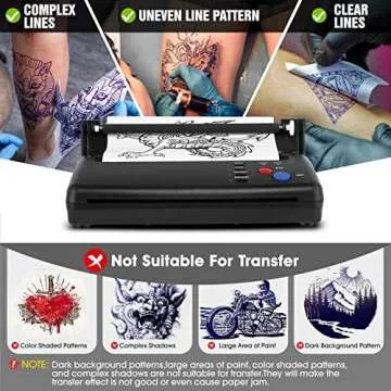 GVOTPLOP Tattoo Stencil Transfer Copier Printer with 20pcs Tattoo Stencil Transfer Paper Tattoo Transfer Stencil Machine Thermal Copier Printer Tattoo Kit Copier Printer for Tattoo Supplies