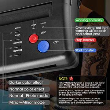 GVOTPLOP Tattoo Stencil Transfer Copier Printer with 20pcs Tattoo Stencil Transfer Paper Tattoo Transfer Stencil Machine Thermal Copier Printer Tattoo Kit Copier Printer for Tattoo Supplies