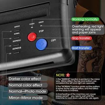 GVOTPLOP Tattoo Stencil Transfer Copier Printer with 20pcs Tattoo Stencil Transfer Paper Tattoo Transfer Stencil Machine Thermal Copier Printer Tattoo Kit Copier Printer for Tattoo Supplies