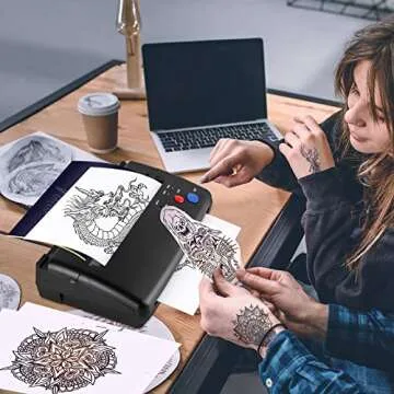 GVOTPLOP Tattoo Stencil Transfer Copier Printer with 20pcs Tattoo Stencil Transfer Paper Tattoo Transfer Stencil Machine Thermal Copier Printer Tattoo Kit Copier Printer for Tattoo Supplies