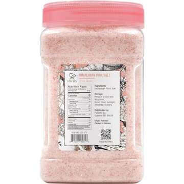 Soeos Himalayan Pink Salt, Fine Grain, 80oz (5 Pound), Non-GMO Himalayan Salt, Kosher Salt, Pink Himalayan Sea Salt Fine