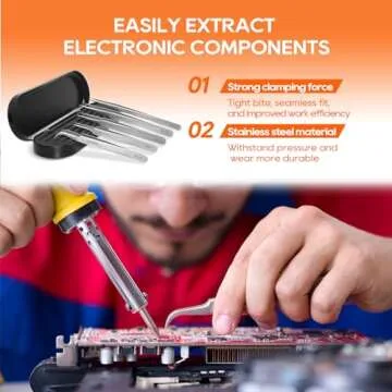 TOWOT Precision Tweezers, Stainless Steel Pointed Tweezers for Craft, Electronics, Soldering, Experimental Work, Jewelry-Making, Non-Magnetic Industrial Tweezers