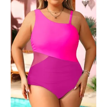 Tempt Me Plus Size One Shoulder Swimsuit for Summer Fun