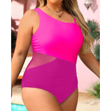 Tempt Me Plus Size One Shoulder Swimsuit for Summer Fun