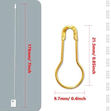 500 Pcs 7 Inch Hang Tag Fasteners White Nylon Strings and 500 Pcs 0.85 Inch Gold Metal Ground Safety...