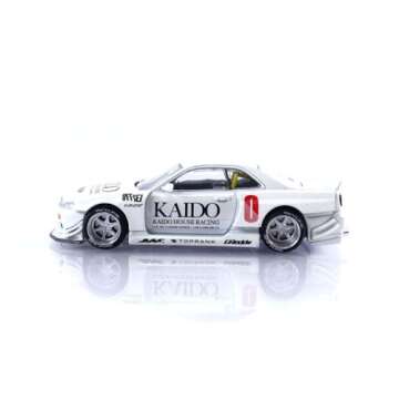 True Scale Miniatures Model Car Compatible with Nissan Skyline GT-R (R34) Kaido Works V2 (White) Lim...