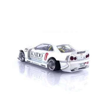True Scale Miniatures Model Car Compatible with Nissan Skyline GT-R (R34) Kaido Works V2 (White) Limited Edition 1/64 Diecast Model Car Kaido House KHMG049