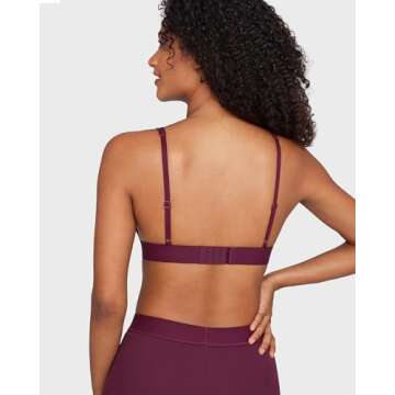 INLYRIC Women's Cotton Plunge Bralette - Sexy Unlined Triangle Breathable Wireless Stretch No Padding Deep V Bra Grape Wine Large
