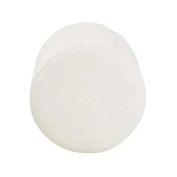 HomePop Upholstered Round Ottoman Home Décor|Foot Rest Ottoman - Cream Boucle 17.5 * 17.5 inch