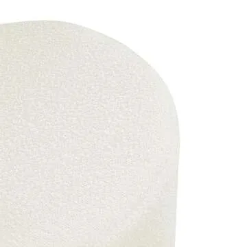 HomePop Upholstered Round Ottoman Home Décor|Foot Rest Ottoman - Cream Boucle 17.5 * 17.5 inch