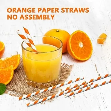 100 Pcs Orange Straws, 7.76 Inch Disposable Drinking Straws for Parties, Events & Everyday Use