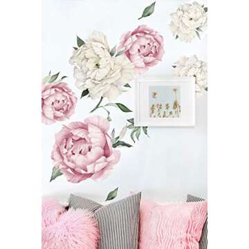 Peony Watercolor Wall Decals - Spring Floral Decor for Kids & Home