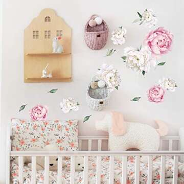 Peony Watercolor Wall Decals for Home & Nursery Decor