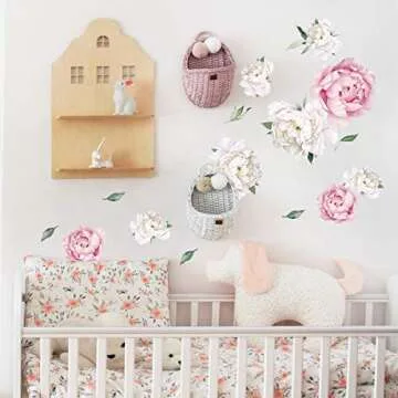 Peony Watercolor Wall Decals for Home & Nursery Decor