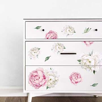Peony Watercolor Wall Decals for Home & Nursery Decor
