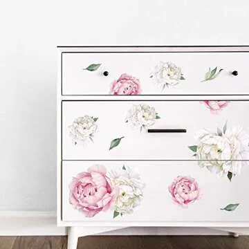 Peony Watercolor Wall Decals for Home & Nursery Decor