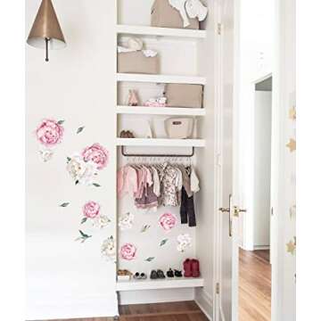 Peony Watercolor Wall Decals for Home & Nursery Decor
