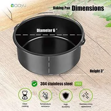 Baking Pan for Pressure Cookers, Air Fryers and Ovens- For 3 QT to 5QT Pressure Cookers & 3 QT 5.3QT Air Fryers.Fits InstantPot COSORI Ninja Foodi Gowise Philips NuWave Power Farberware & more