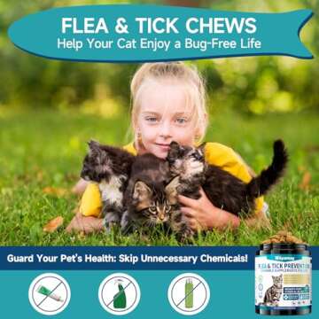 Woyamay Flea Treatment for Cats, 200 Treats Flea and Tick Prevention for Cats Chewables, Natural Cat Flea and Tick Treatment Pills Daily Oral Flea Supplement, Kitten Cat Flea Treatment, Chicken Flavor
