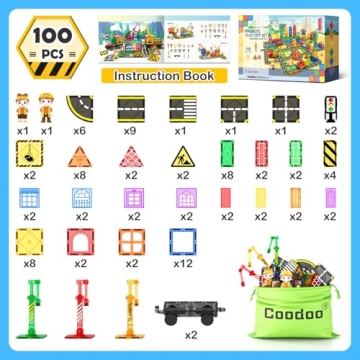 100 PCS Magnetic Tiles Set for Creative Kids Play