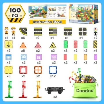 100 PCS Magnetic Tiles Set for Creative Kids Play