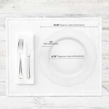 Smarty Had A Party Elegant Disposable Plastic Dinnerware, Blossom Rim Design White 10.25" Plates for Weddings, Birthdays, and All Occasions, Heavy Duty (120 Count)