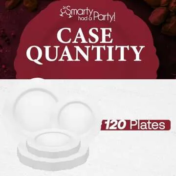 Smarty Had A Party Elegant Disposable Plastic Dinnerware, Blossom Rim Design White 10.25" Plates for Weddings, Birthdays, and All Occasions, Heavy Duty (120 Count)