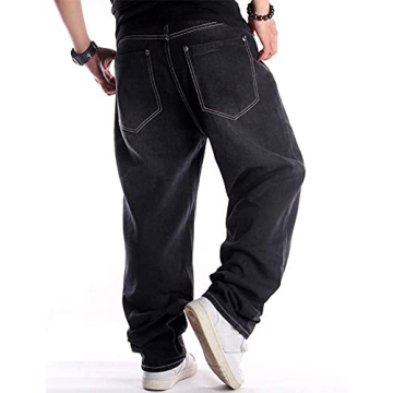 Ylingjun Mens Baggy Hip Hop Casual Loose Fit Jeans