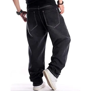 Ylingjun Mens Baggy Hip Hop Casual Loose Fit Jeans