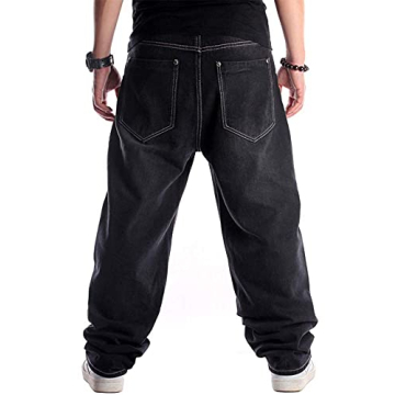 Ylingjun Mens Baggy Hip Hop Casual Loose Fit Jeans