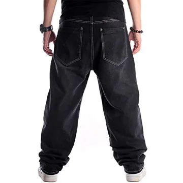 Ylingjun Mens Baggy Hip Hop Casual Loose Fit Jeans