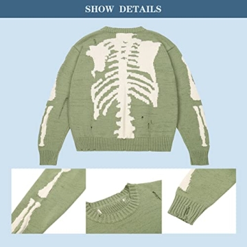 BXCNCKD Gothic Skull Sweater for Men and Women - Green