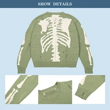 BXCNCKD Gothic Skull Sweater for Men and Women - Green