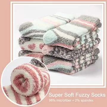 Aivanart Fuzzy Socks for Women,6 Pairs Soft Fluffy Cozy Slipper Socks,Comfy Warm Winter Sleep Plush Bed Socks for Valentine's Day Gifts