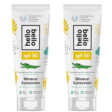 Hello Bello Sunscreen Mineral Lotion with Zinc Oxide - 30 SPF Broad Spectrum UVA/UVB Protection - Wa...