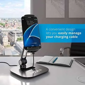 Tablet Stands and Holders Adjustable: Tablet Cell Phone Holder 360 Degree Swivel Angle Rotation for 4 to 11 inches Tab Phone iPad Samsung Galaxy Perfect POS Kitchen Bedside Office Table Reception