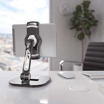 Tablet Stands and Holders Adjustable: Tablet Cell Phone Holder 360 Degree Swivel Angle Rotation for 4 to 11 inches Tab Phone iPad Samsung Galaxy Perfect POS Kitchen Bedside Office Table Reception